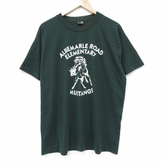 XL★古着 フルーツオブザルーム 半袖 ビンテージ Tシャツ メンズ 90年代 90s 馬 クルーネック USA製 緑 26mar16