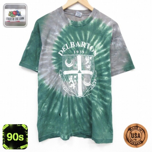【50%OFF】フルーツオブザルーム 90s 半袖Tシャツ DELBARTON グリーンタイダイ XL | 古着