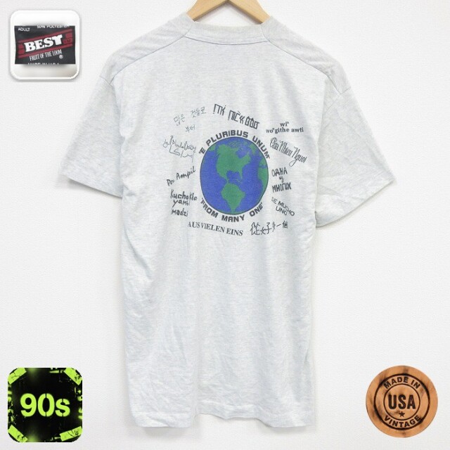 【50%OFF】フルーツオブザルーム 90s 半袖Tシャツ 地球 グレー L | 古着