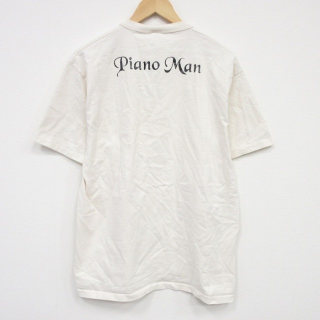 L★古着 半袖 ビンテージ Tシャツ メンズ 00年代 00s Piano コットン ヘンリーネック 生成り 26mar19