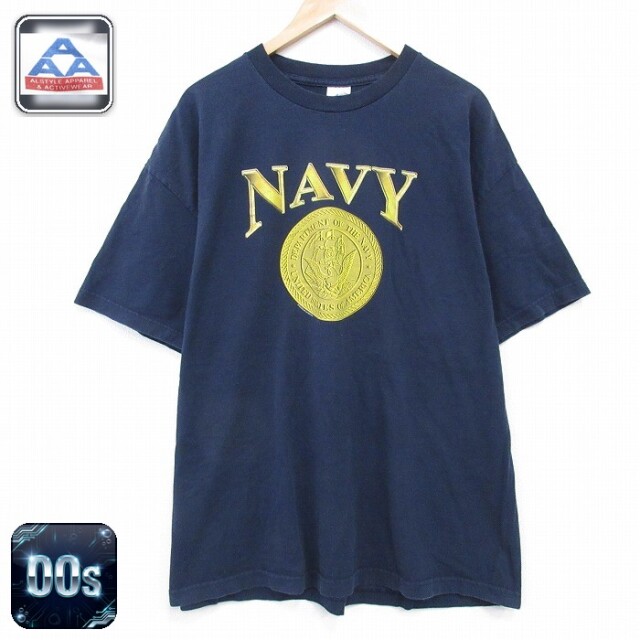 00s 半袖Tシャツ ミリタリー ネイビー XL | 古着