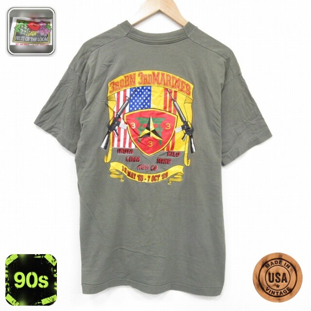 フルーツオブザルーム 90s 半袖Tシャツ USMC グリーン XL | 古着