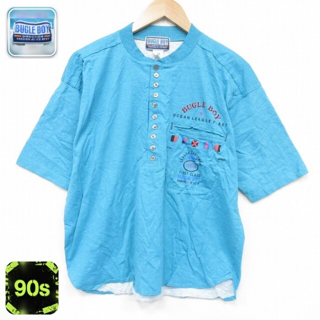 ビューグルボーイ 90s 半袖Tシャツ 胸ポケット付き ライトブルー L | 古着