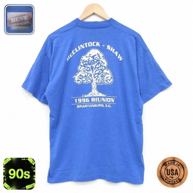 【50%OFF】フルーツオブザルーム 90s 半袖Tシャツ 木 ブルー霜降り XL | 古着