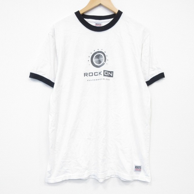 XL★古着 半袖 ビンテージ Tシャツ メンズ 00年代 00s ロックオン コットン クルーネック 白 リンガー【spe】 26mar30