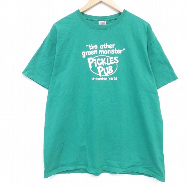 00s 半袖Tシャツ メッセージ グリーン XL | 古着