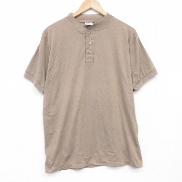 80s 半袖ヘンリーネックTシャツ ベージュ L | 古着