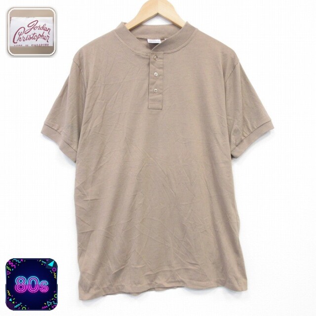 80s 半袖ヘンリーネックTシャツ ベージュ L | 古着