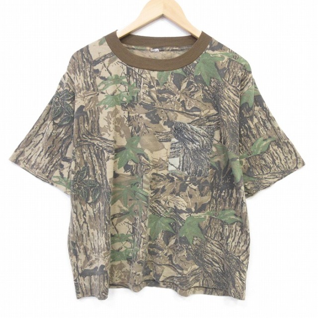 リアルツリー 90s 半袖Tシャツ 迷彩 ブラウン XL | 古着