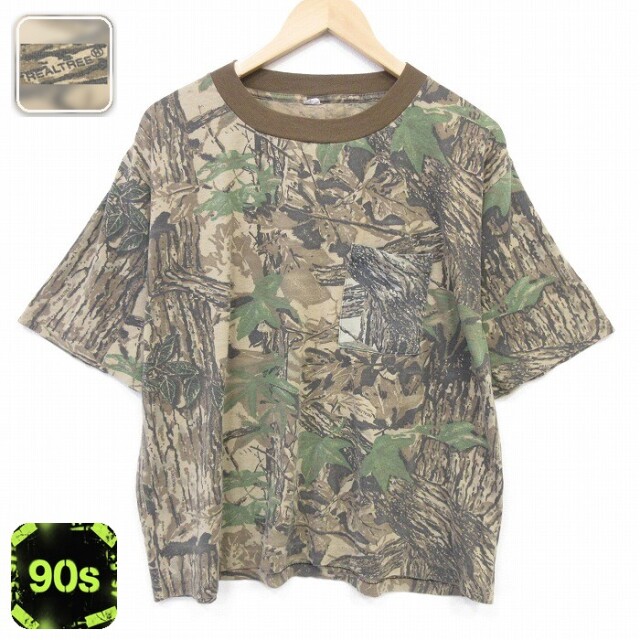 リアルツリー 90s 半袖Tシャツ 迷彩 ブラウン XL | 古着