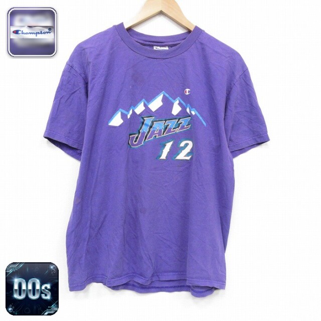 チャンピオン 00s 半袖Tシャツ NBA ユタジャズ ジョンストックトン 12 パープル L | 古着