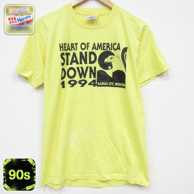 ヘインズ 90s 半袖Tシャツ 鳥 イエロー M | 古着
