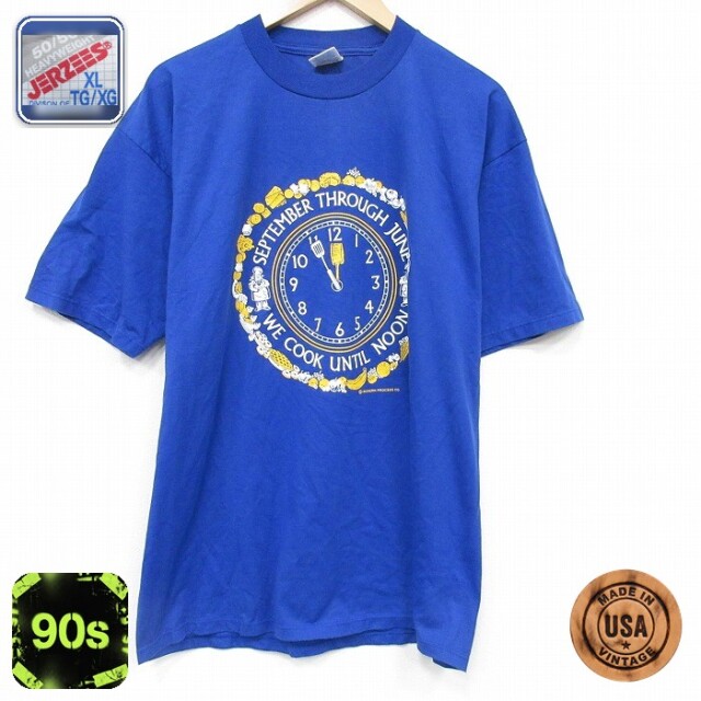 【50%OFF】ジャージーズ 90s 半袖Tシャツ 時計 ブルー XL | 古着