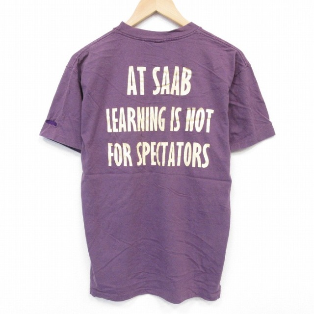 L★古着 半袖 ビンテージ Tシャツ メンズ 90年代 90s SAAB コットン クルーネック USA製 紫 26apr01