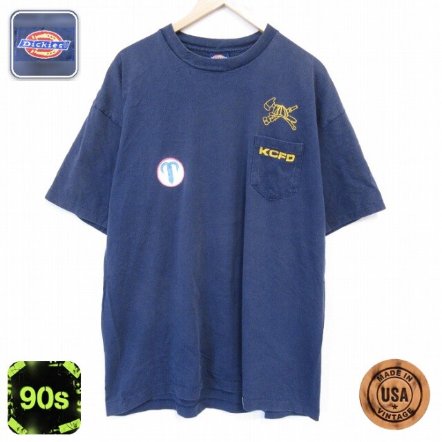 【20%OFF】ディッキーズ 90s 半袖Tシャツ KCFD ネイビー XL | 古着