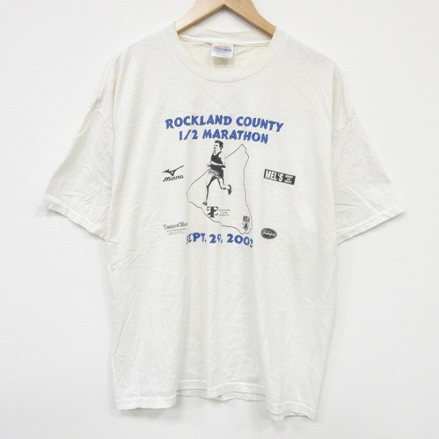 XL★古着 ヘインズ 半袖 ビンテージ Tシャツ メンズ 00年代 00s マラソン 大きいサイズ クルーネック 白 26apr02