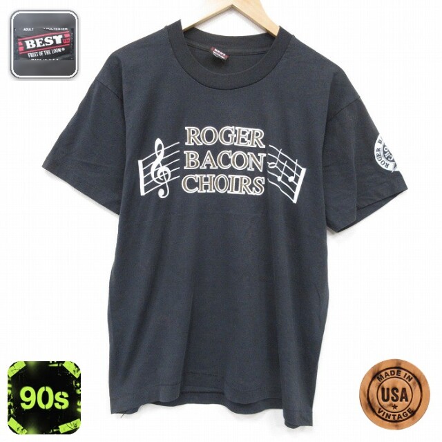 【50%OFF】フルーツオブザルーム 90s 半袖Tシャツ ROGER ブラック L | 古着