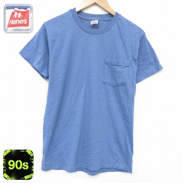 ヘインズ 90s 半袖Tシャツ 胸ポケット付き ネイビー M | 古着