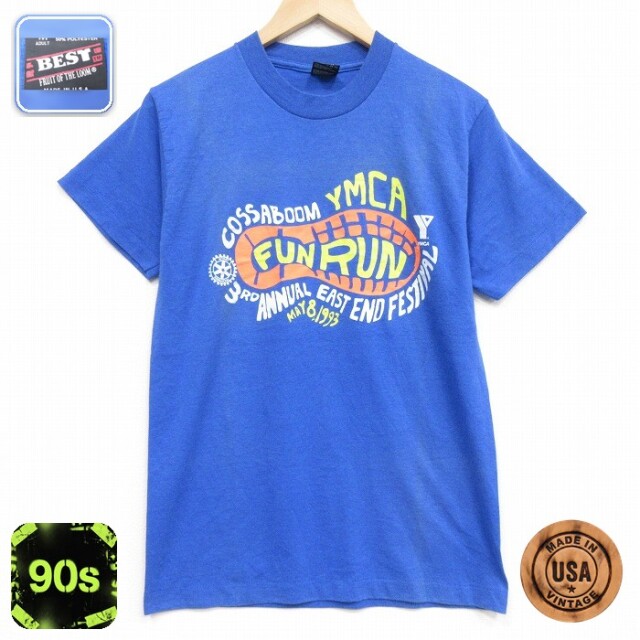 【50%OFF】フルーツオブザルーム 90s 半袖Tシャツ YMCA ブルー M | 古着