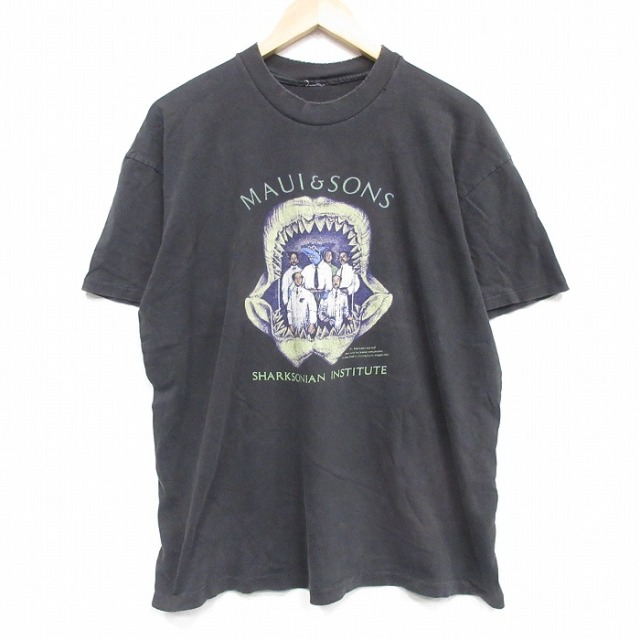 XL★古着 半袖 ビンテージ Tシャツ メンズ 90年代 90s マウイアンドサンズ クルーネック 黒 26apr02
