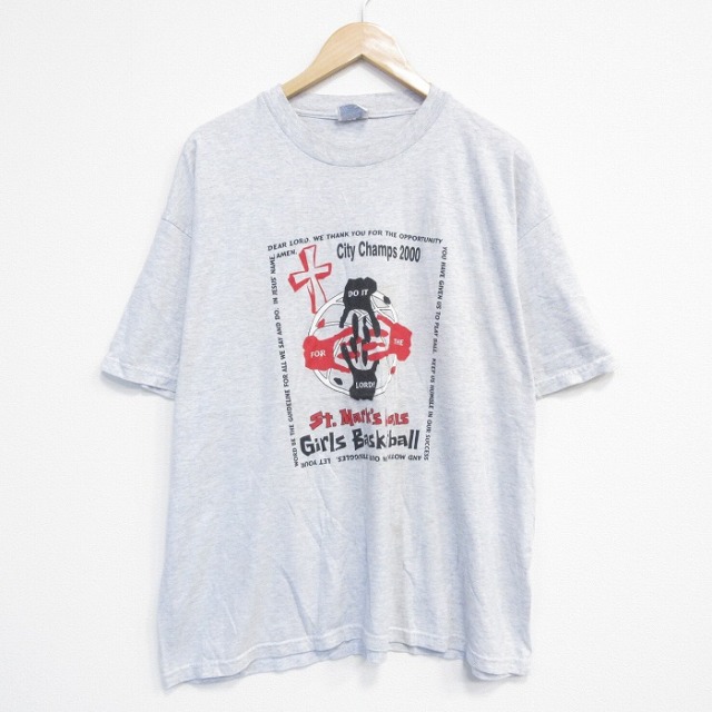ヘインズ 00s 半袖Tシャツ バスケットボール グレー XL | 古着