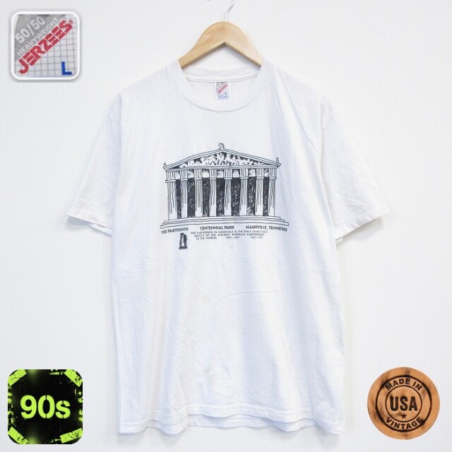【20%OFF】ジャージーズ 90s 半袖Tシャツ パルテノン神殿 ホワイト L | 古着