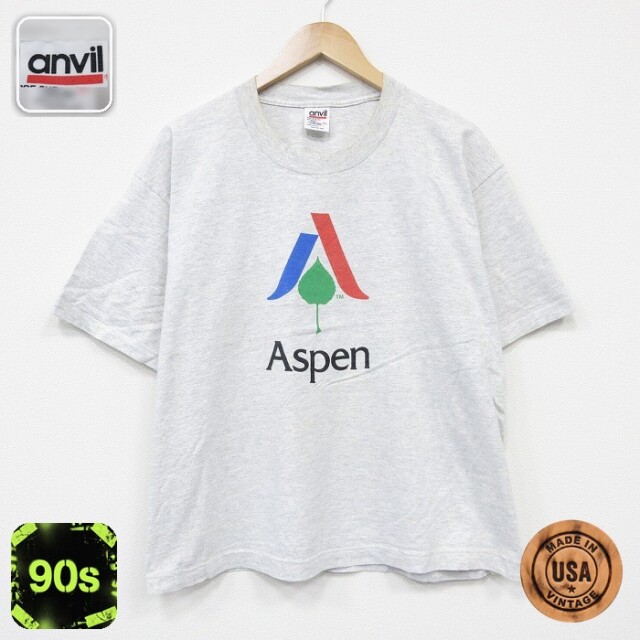 【20%OFF】90s 半袖Tシャツ Aspen グレー XL | 古着