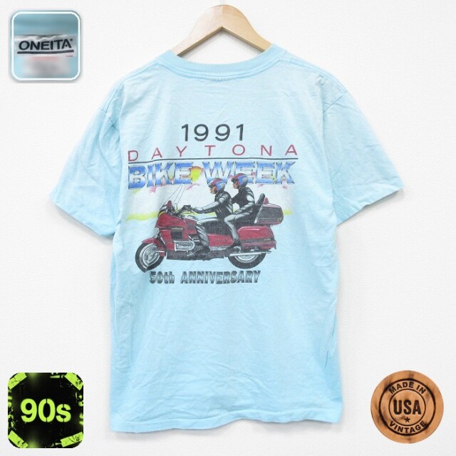 【20%OFF】オニータ 90s 半袖Tシャツ バイクウィーク ライトブルー L | 古着