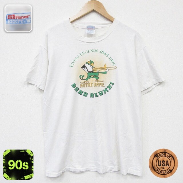 【20%OFF】ヘインズ 90s 半袖Tシャツ ノートルダム ホワイト L | 古着
