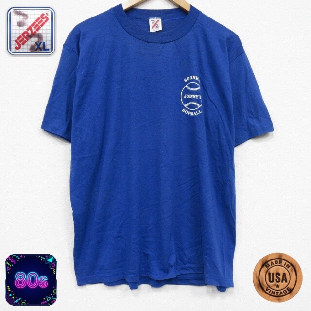 【20%OFF】80s 半袖Tシャツ ソフトボール ブルー メンズXL相当 | 古着