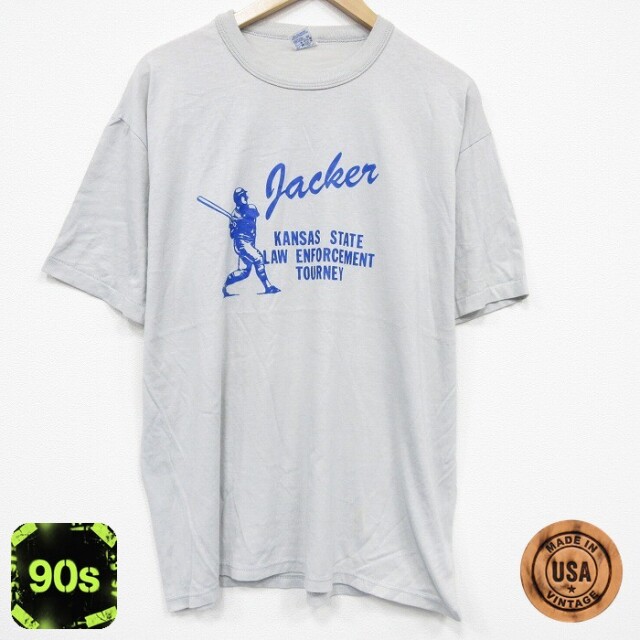 【20%OFF】ジャージーズ 90s 半袖Tシャツ 野球 グレー メンズXL相当 | 古着