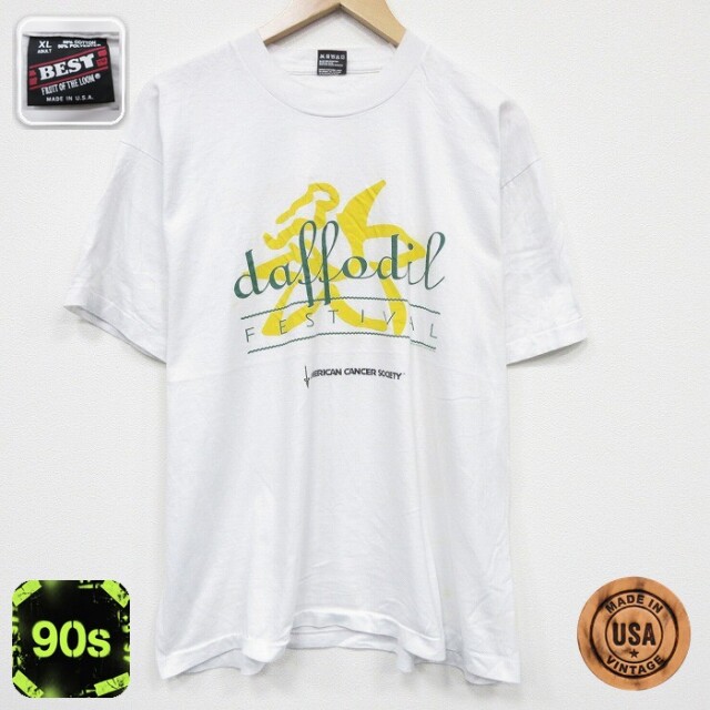【20%OFF】フルーツオブザルーム 90s 半袖Tシャツ フェスティバル ホワイト メンズXL相当 | 古着