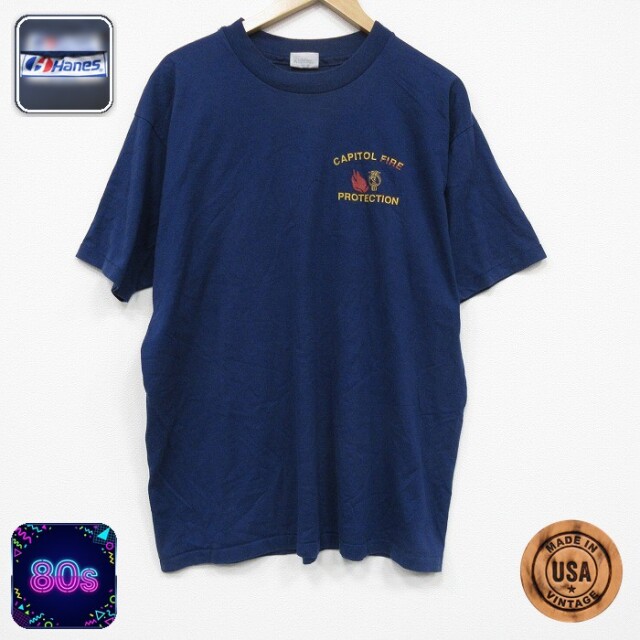 【20%OFF】ヘインズ 80s 半袖Tシャツ プロテクション ネイビー メンズXL相当 | 古着
