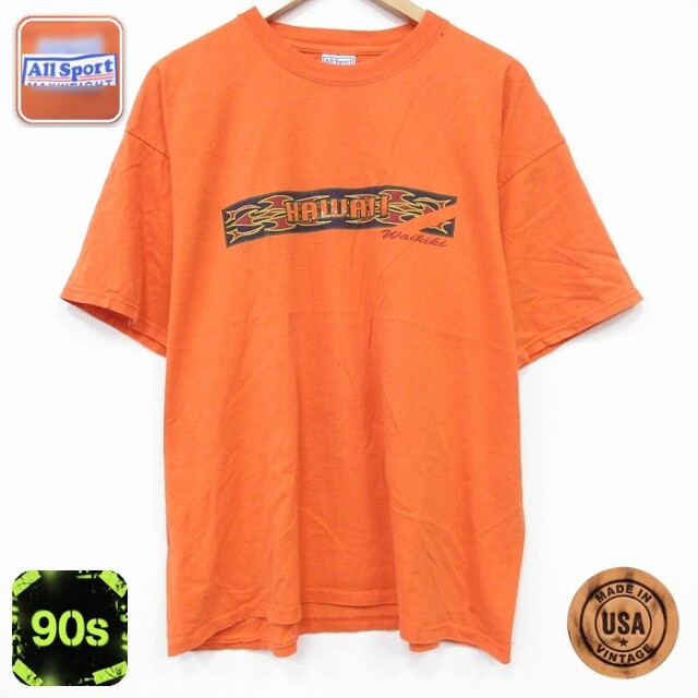 【20%OFF】All Sport 90s 半袖Tシャツ ハワイ オレンジ メンズXL相当 | 古着