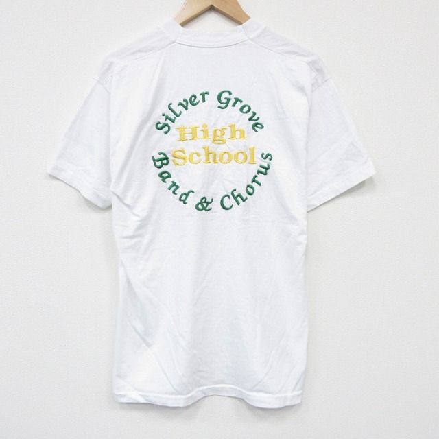 フルーツオブザルーム 90s 半袖Tシャツ ハイスクール刺繍 ホワイト メンズL相当 | 古着