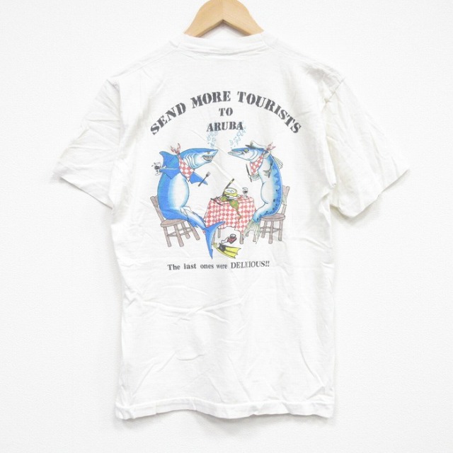 フルーツオブザルーム 80s 半袖Tシャツ サメ ホワイト メンズM相当 | 古着
