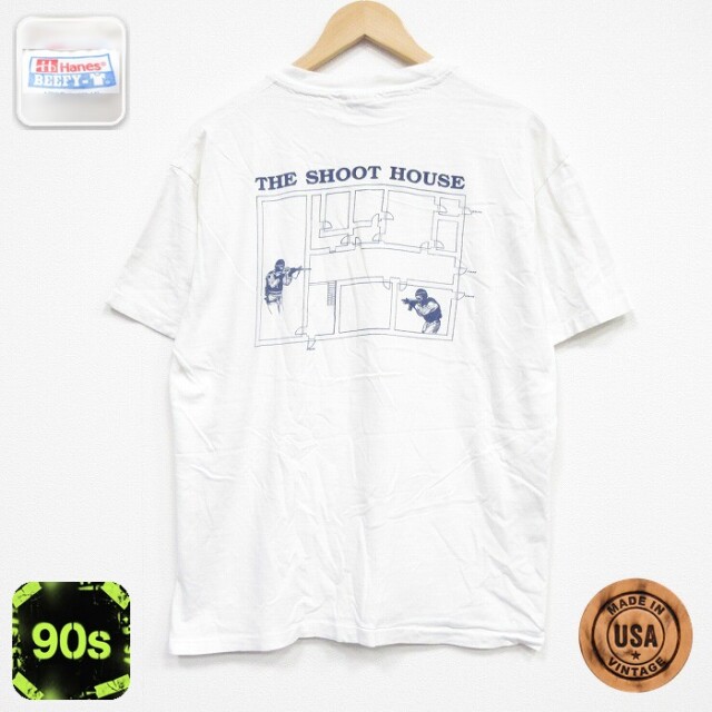 【20%OFF】ヘインズ 90s 半袖Tシャツ SHOOT ホワイト メンズXL相当 | 古着
