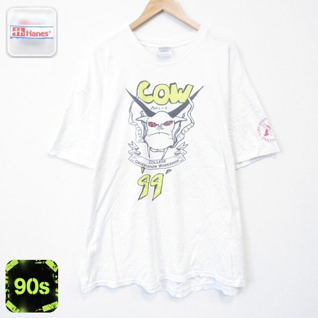ヘインズ 90s 半袖Tシャツ COW ホワイト メンズXL相当 | 古着