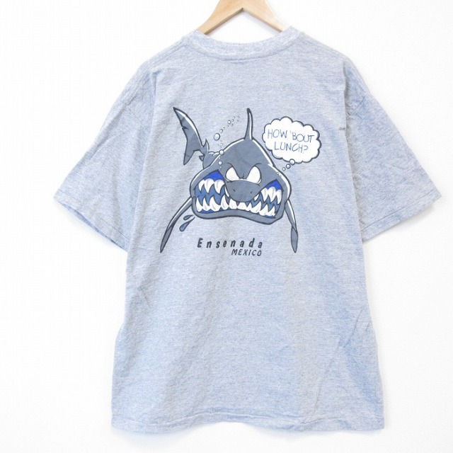 90s 半袖Tシャツ サメ グレー メンズXL相当 | 古着