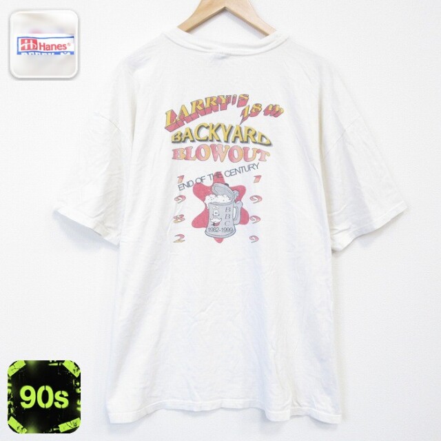 ヘインズ 90s 半袖Tシャツ バックヤード ベージュ メンズXL相当 | 古着