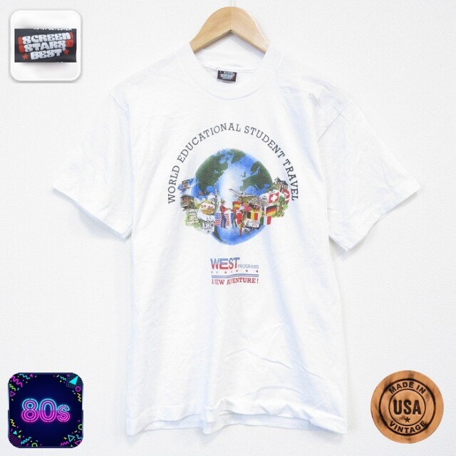 【20%OFF】スクリーンスターズ 80s 半袖Tシャツ 地球 ホワイト メンズL相当 | 古着