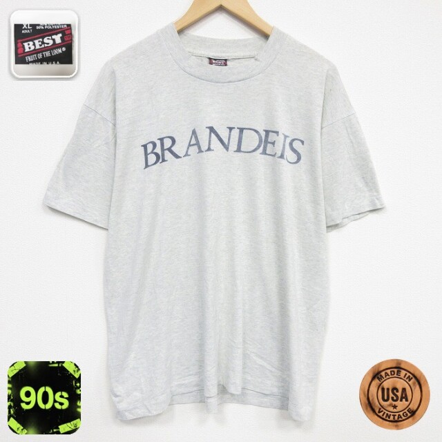【20%OFF】フルーツオブザルーム 90s 半袖Tシャツ BRANDEIS グレー メンズXL相当 | 古着