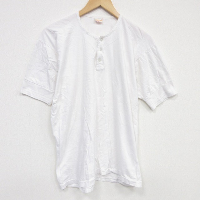 80s 半袖ヘンリーネックTシャツ ホワイト L | 古着