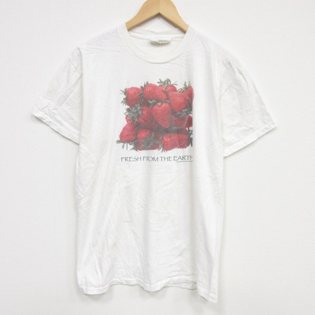 90s 半袖Tシャツ イチゴ ホワイト L | 古着