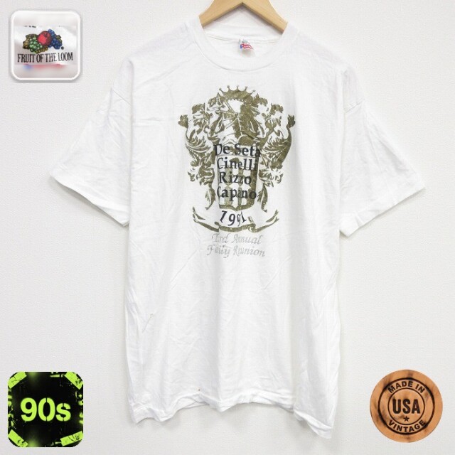 【20%OFF】フルーツオブザルーム 90s 半袖Tシャツ De Seta ホワイト メンズXL相当 | 古着