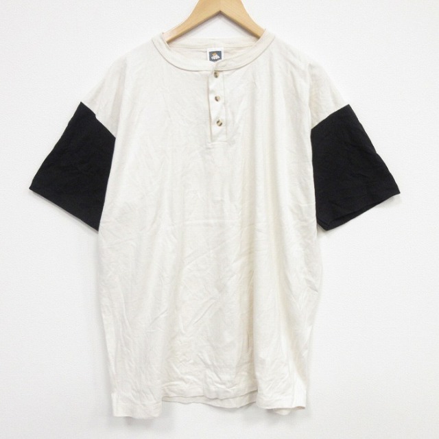 90s 半袖Tシャツ ヘンリーネック 生成り メンズXL相当 | 古着