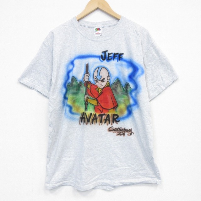 フルーツオブザルーム 半袖Tシャツ アバター伝説の少年アン エアブラシ グレー メンズXL相当 | 古着