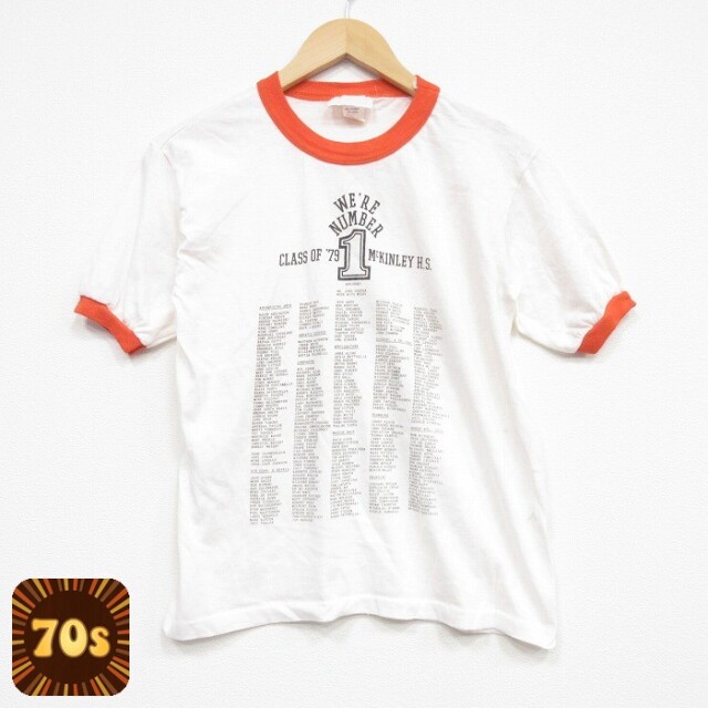 【20%OFF】70s 半袖Tシャツ 名簿 ホワイト メンズM相当 | 古着