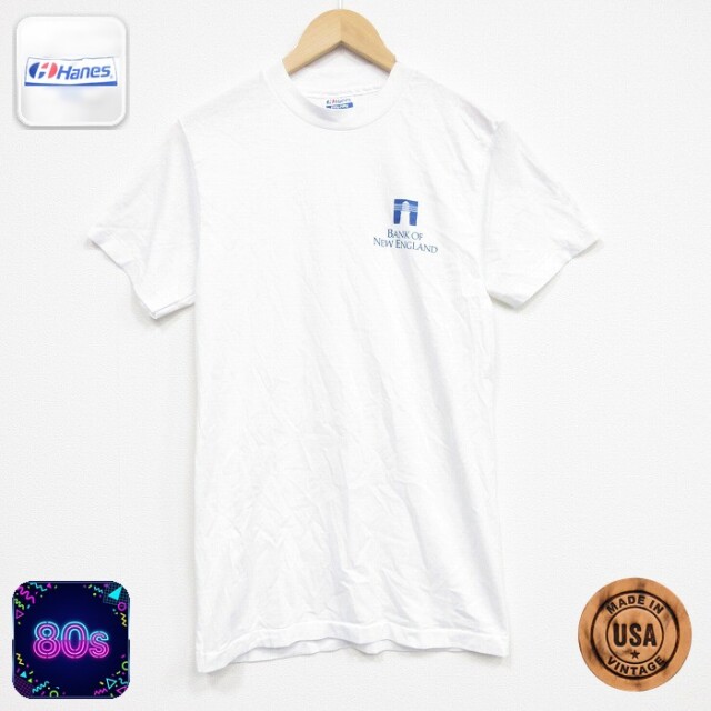 【20%OFF】ヘインズ 80s 半袖Tシャツ イングランド銀行 ホワイト メンズS相当 | 古着