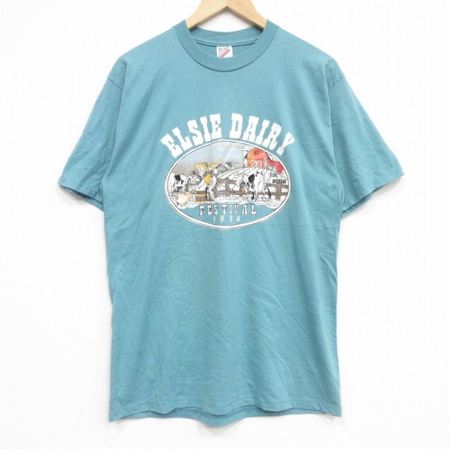 フルーツオブザルーム 90s 半袖Tシャツ 牛 グリーン メンズL相当 | 古着